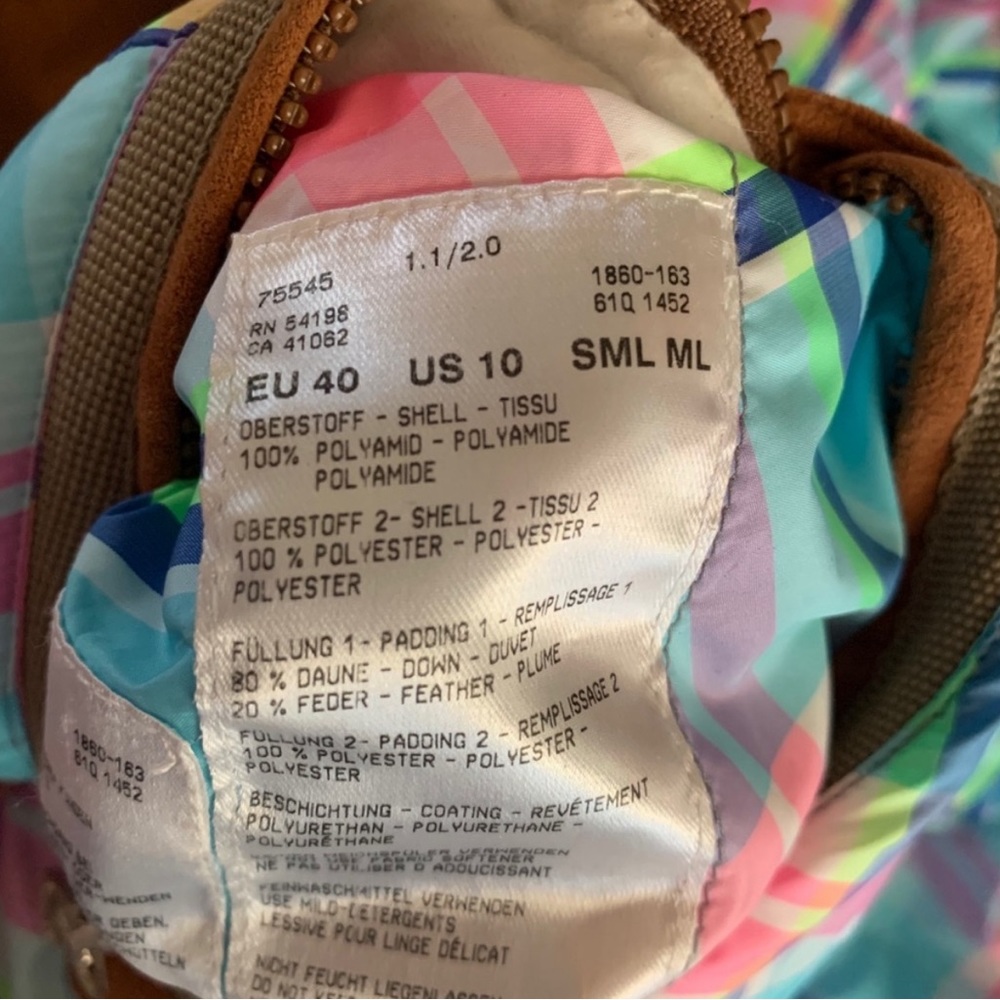 Bogner White & Light Blue Down Ski Jacket with Pink Trim Reversible - Picture 5 of 8